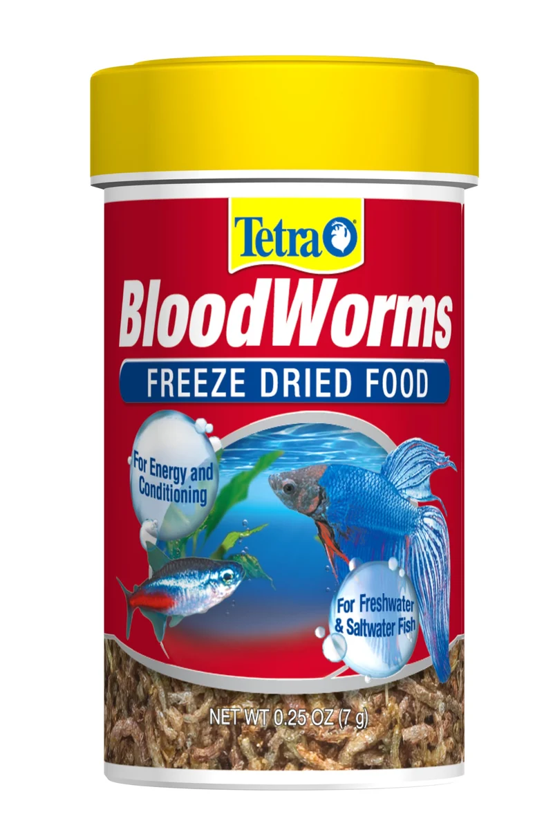 Tetra BloodWorms 0,25 oz – Nourriture lyophilisée pour poissons d’eau douce et d’eau salée (pack de 1)