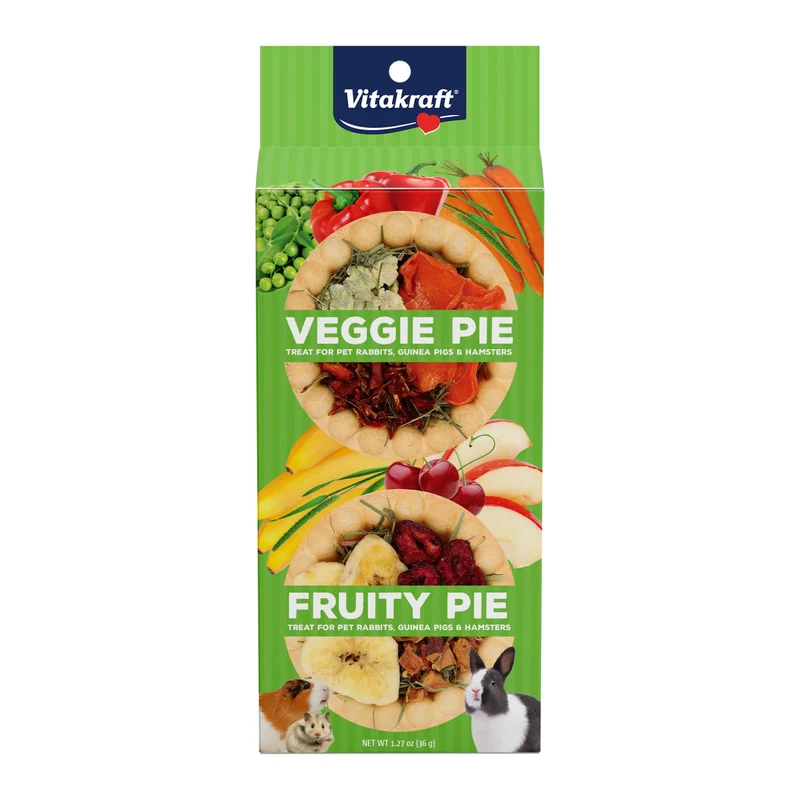Vitakraft Tarte Légumes et Fruits – Friandises tarte pour lapins, cochons d'Inde et hamsters (2 tartelettes)
