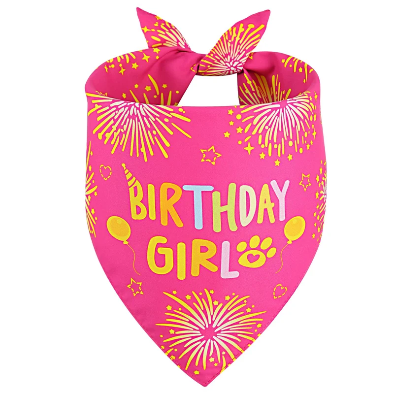 Agroon Bandana Anniversaire Chien Rose XL – Bandana Triangle Réversible
