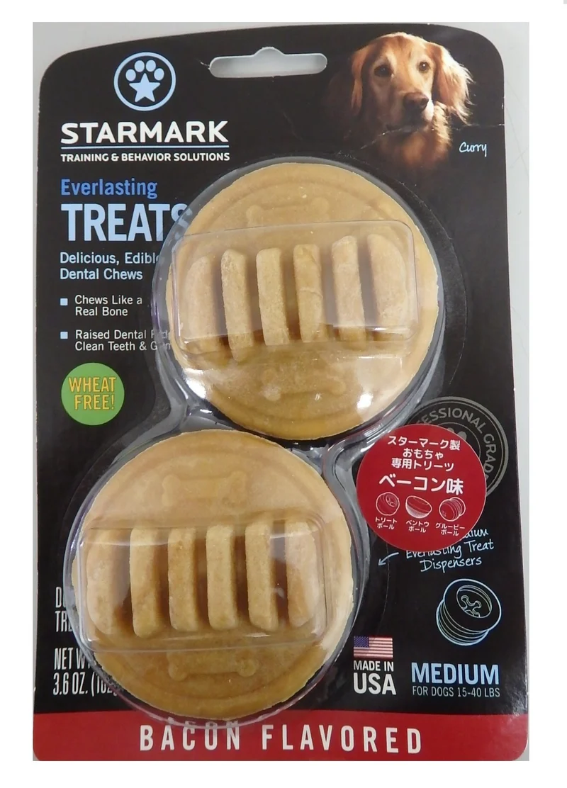 Starmark Everlasting Bacon — Os dentaire pour chien moyen, 3,6 oz