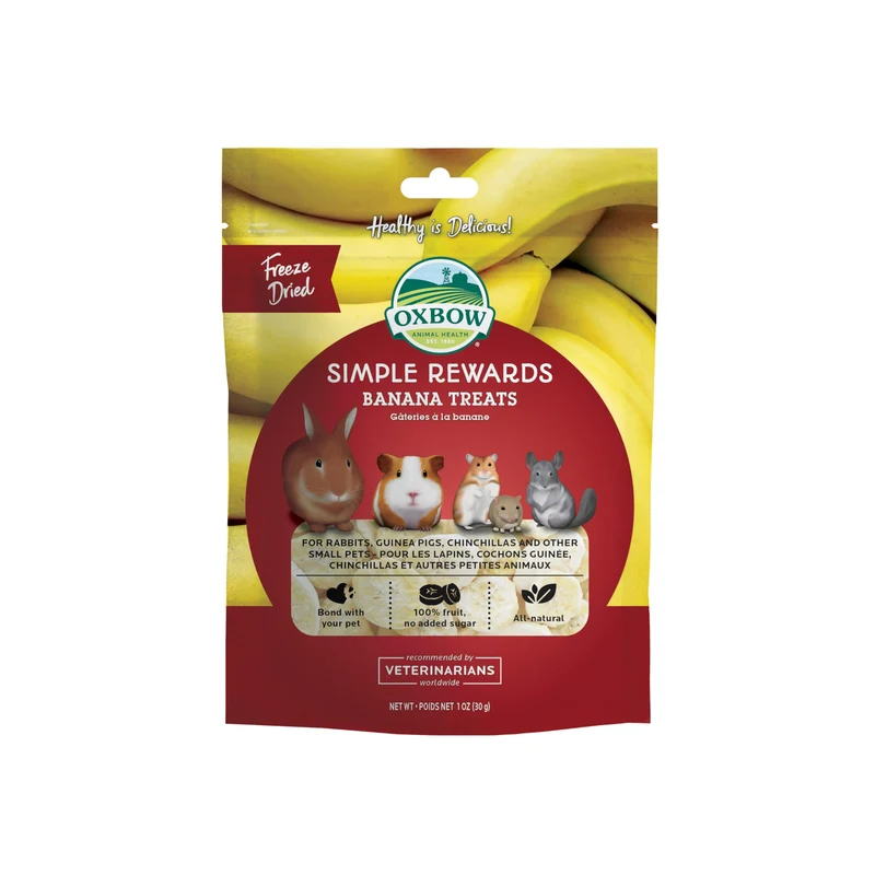 Oxbow Simple Rewards – Friandises Banane Lyophilisées pour Petits Animaux (Lapins et Cobayes) – 28 g
