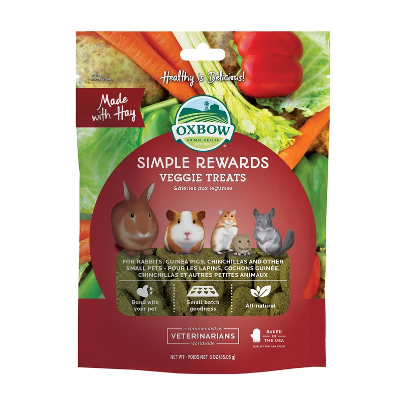 OXBOW Récompenses Simples : Friandises Végétales Carottes et Poivrons pour Lapin et Cobaye (Sachet 3 oz)