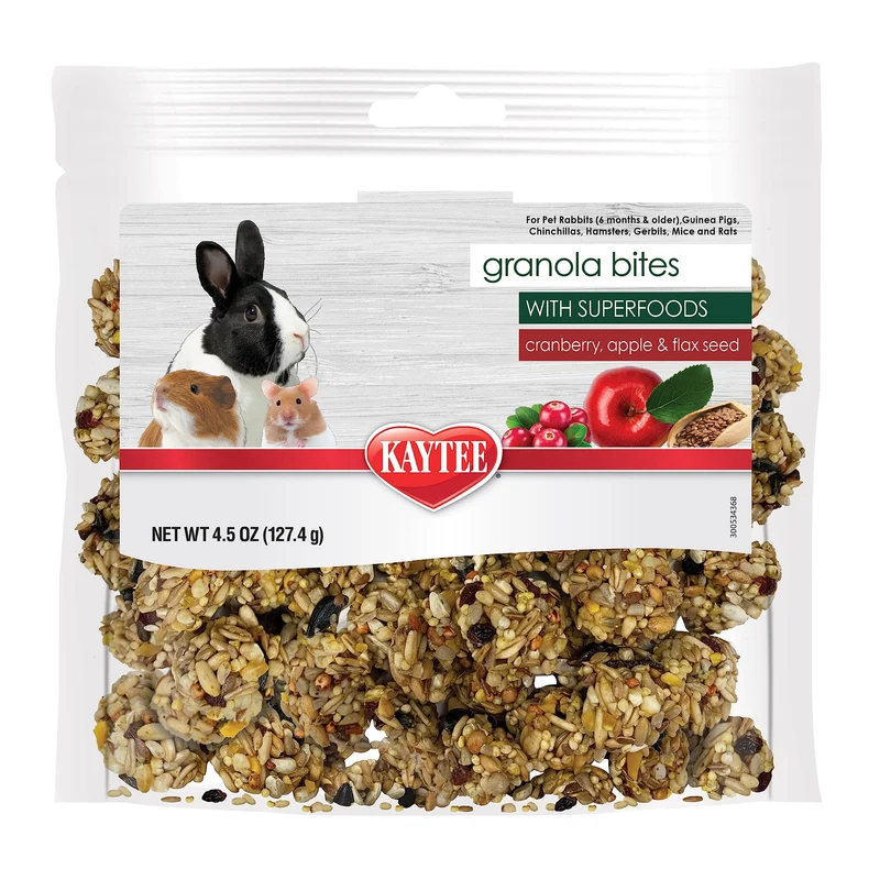 Kaytee Granola Bouchées – Superaliments Cranberry, Pomme et Lin pour Rongeurs et Petits Animaux – 128 g