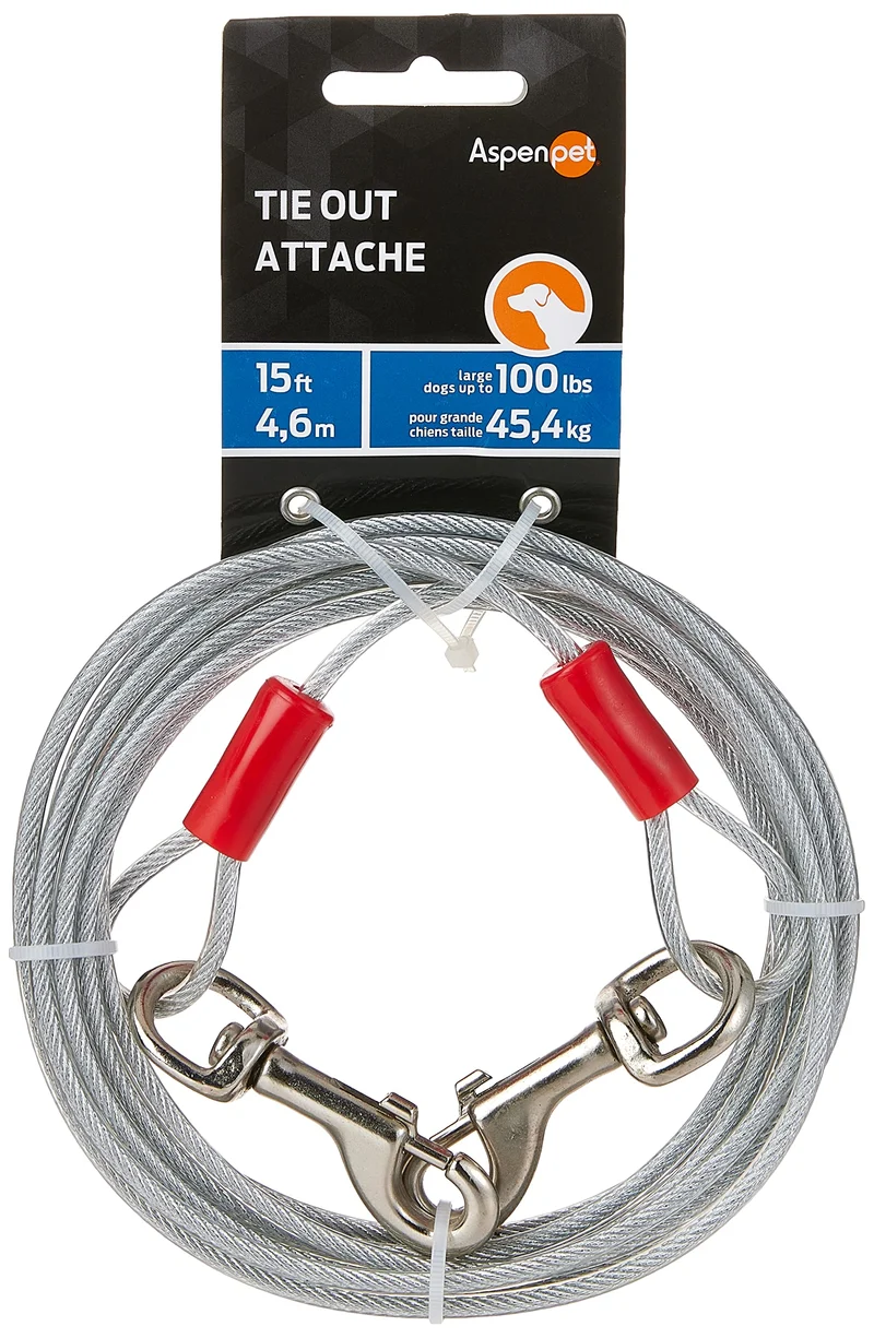 Petmate Câble de Longe Robuste en Vinyle – 15 pi, Résistance à la Rupture 200 lb – Argent