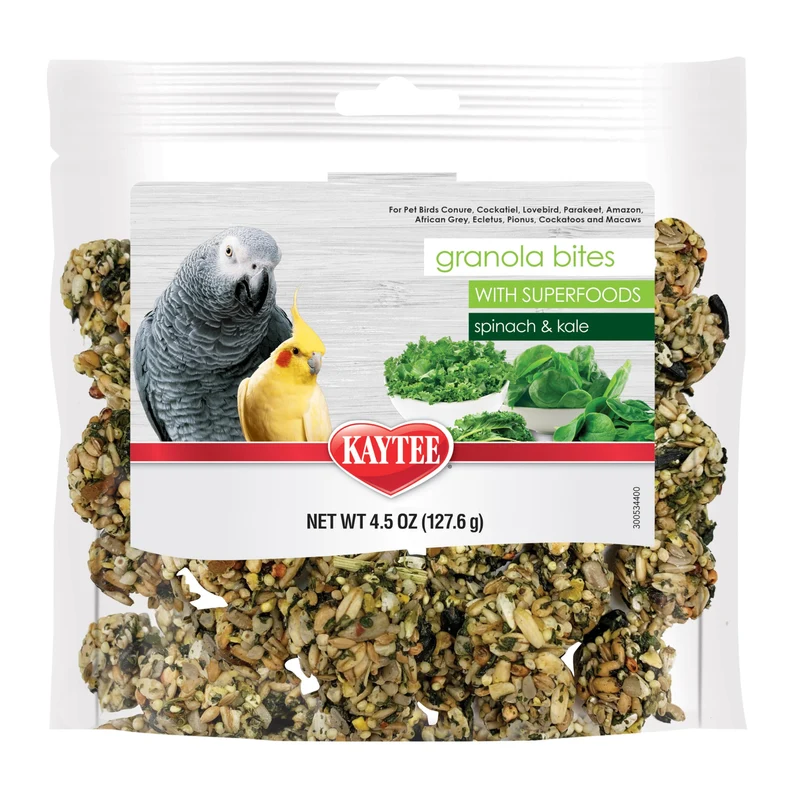 Kaytee Granola Bites – Super-Aliments Épinards et Kale pour Oiseaux de Compagnie, 128 g