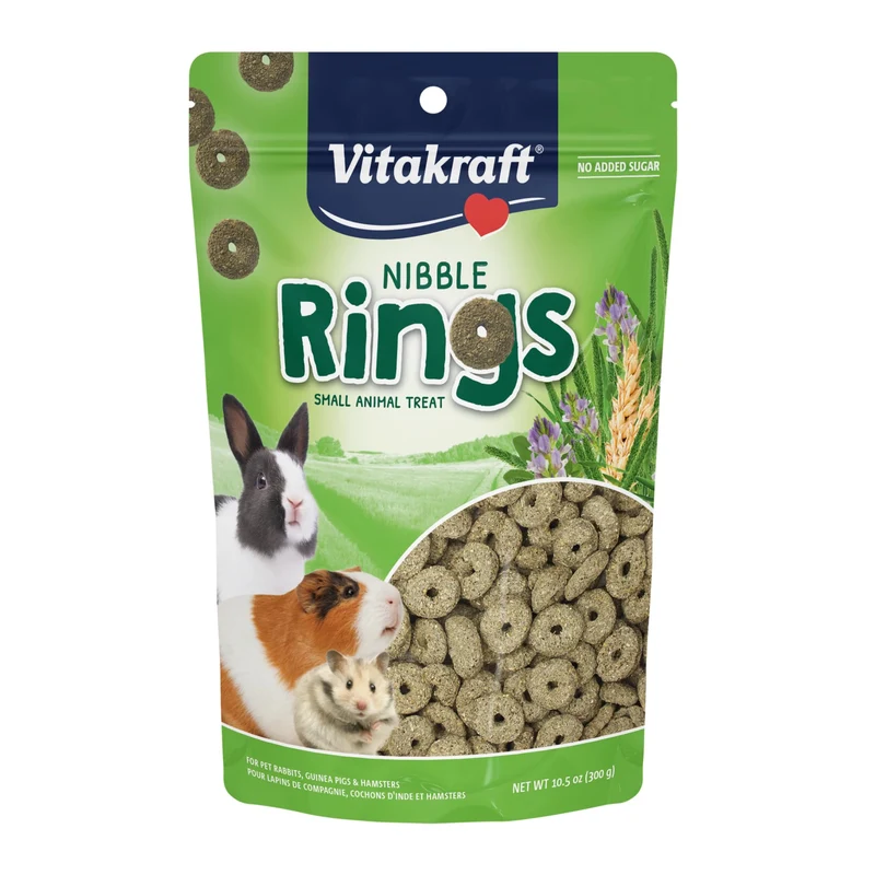 Vitakraft Nibble Rings – Friandises croustillantes pour lapins, cobayes, hamsters et autres petits animaux | 300 g