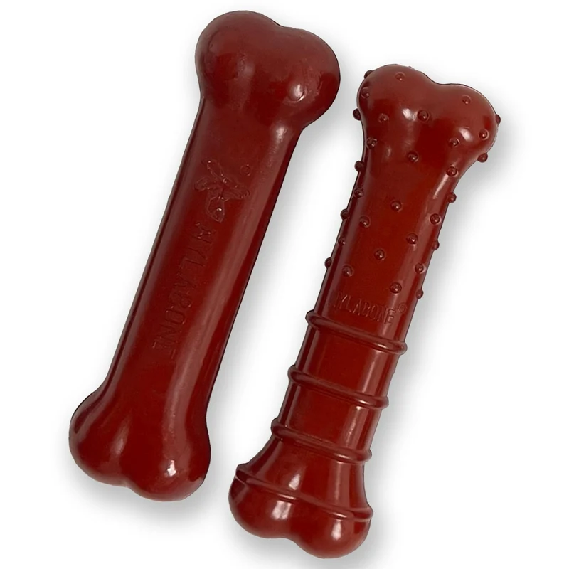 Nylabone Power Chew Original & Textured Bone – Jouet à mâcher pour chiens agressifs, Bacon & Steak, Taille Extra-Petite ≤15 lb – Lot de 2