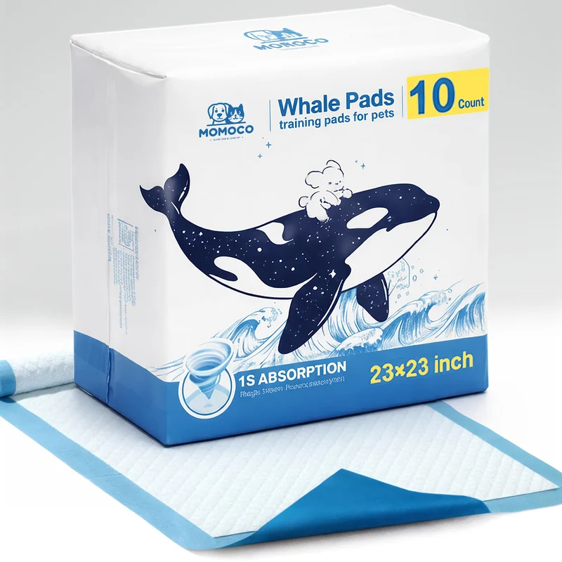 MoMoCo Whale Pads – Tapis-pipi pour chiots, lot de 10, ultra absorbants et anti-fuite, idéal pour voyage, voiture et hôtel