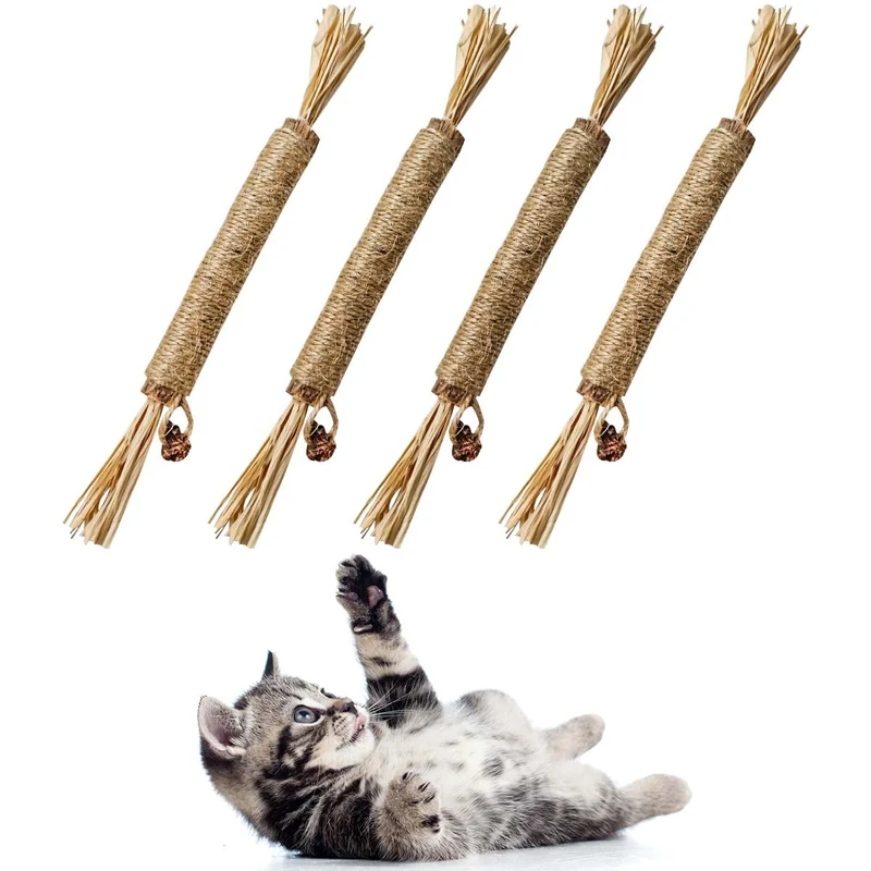 Yuntop – Lot de 4 Bâtonnets Silvervine pour Chats | Jouets Interactifs et Santé Dentaire