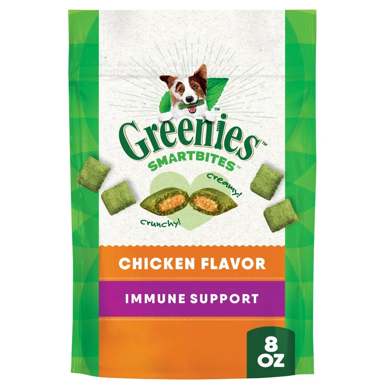 Greenies Smartbites — Friandises Douces pour Chiens Adultes, Saveur Poulet, Soutien Immunitaire, Paquet de 8 onces