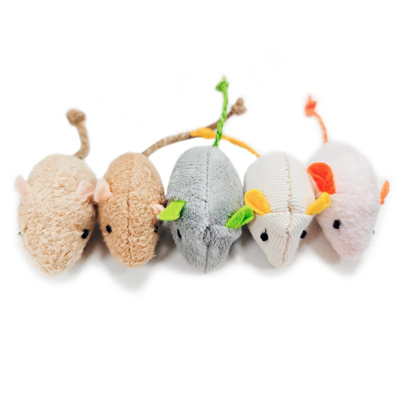 Shudyear - Ensemble de 5 jouets souris pour chat - Peluche et catnip