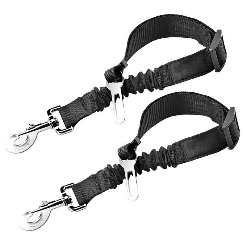 SunGrow Ceinture de sécurité pour chien élastique 24-36 po – Harnais noir réglable, 2 pièces