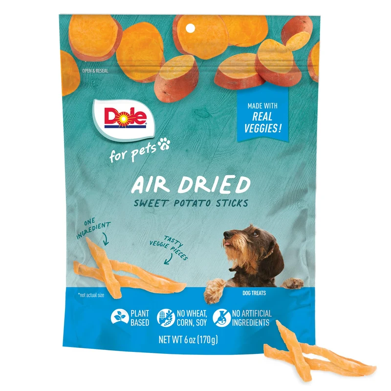 Dole pour Animaux – Friandises pour chiens à la patate douce séchée à l’air, ingrédient unique (6 oz/170 g), sans blé, maïs ni soja