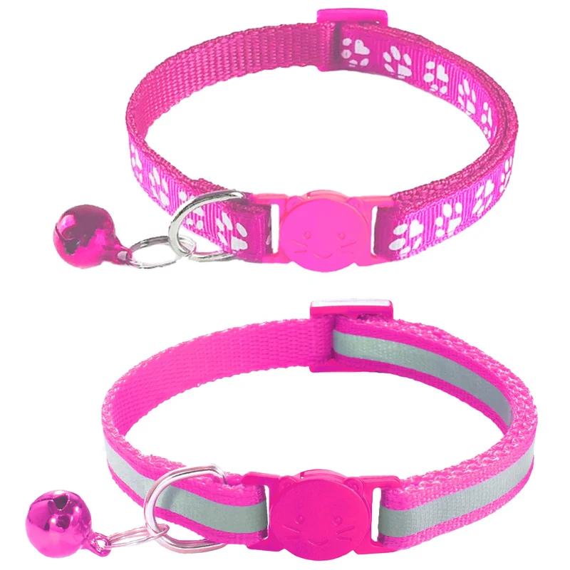 zulinlong Lot de 2 Cols pour Chats – Boucle de sécurité à rupture, Design réfléchissant et Empreinte de griffes – Ajustables 19–32 cm (Rose)