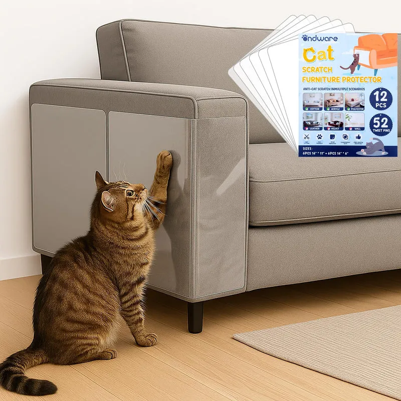 Ondware – 12 pièces Protège-meubles auto-adhésifs pour griffes de chats, 2 tailles (canapé, murs, portes)