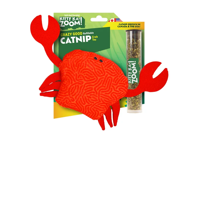 KITTY KA-ZOOM ZOOMIE Crabe - Jouet réutilisable à l'herbe à chat, peluche douce