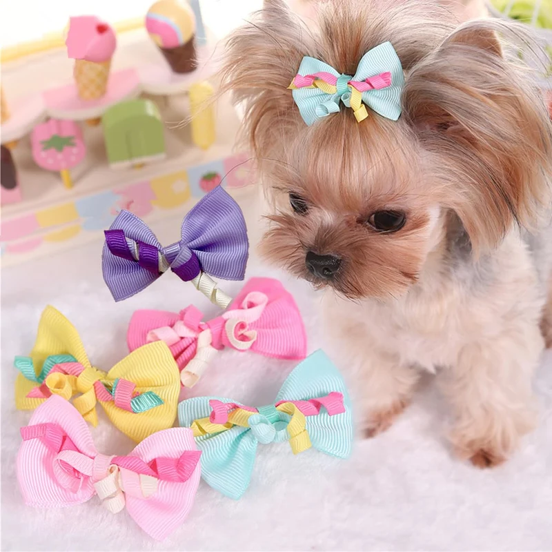 cuchenhuan 10 pièces Accessoires cheveux chien et chat – Noeuds Bow adorables pour chiots et chats