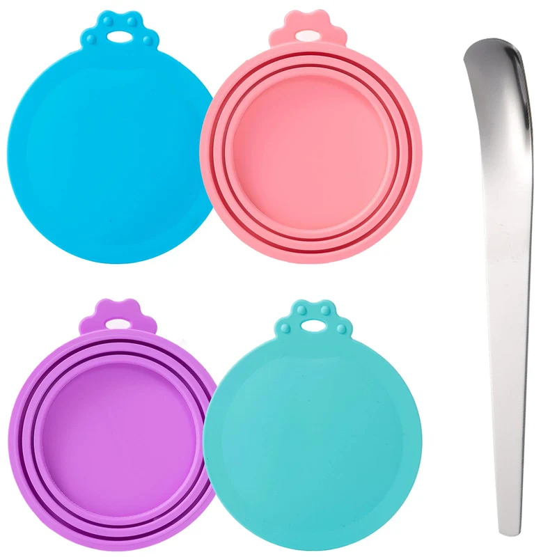 SLSON Couvercles universels en silicone pour nourriture animale – avec cuillère, adaptable à 3 tailles standard