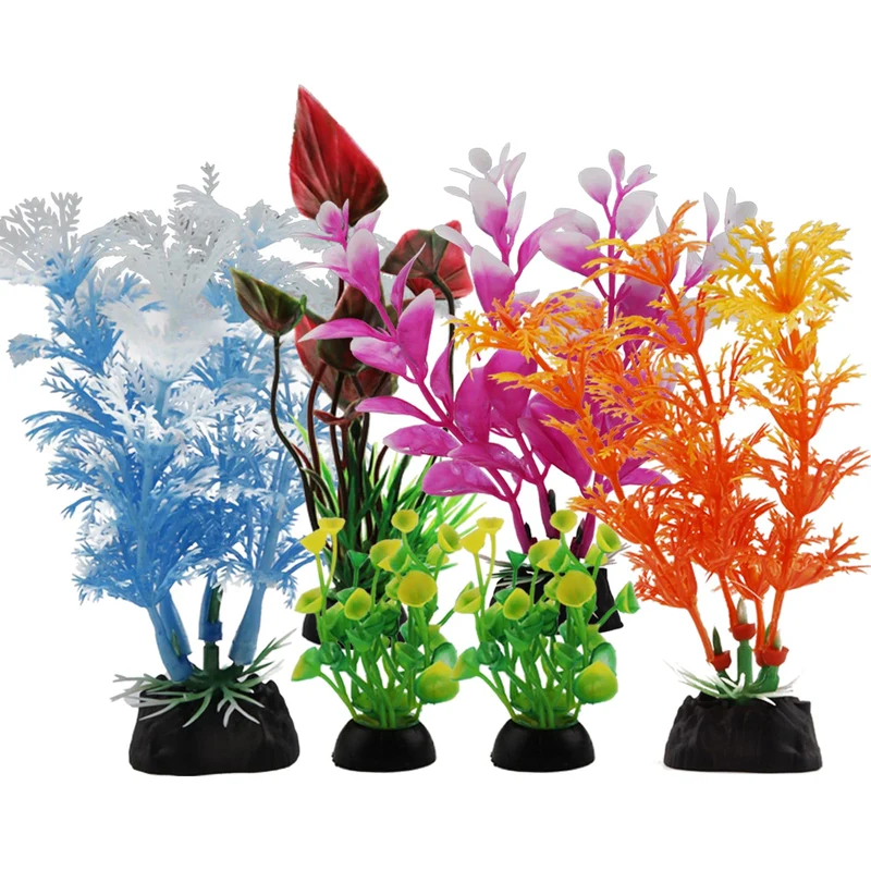 Décorations d'aquarium PietyPet – 6 plantes colorées pour petits aquariums
