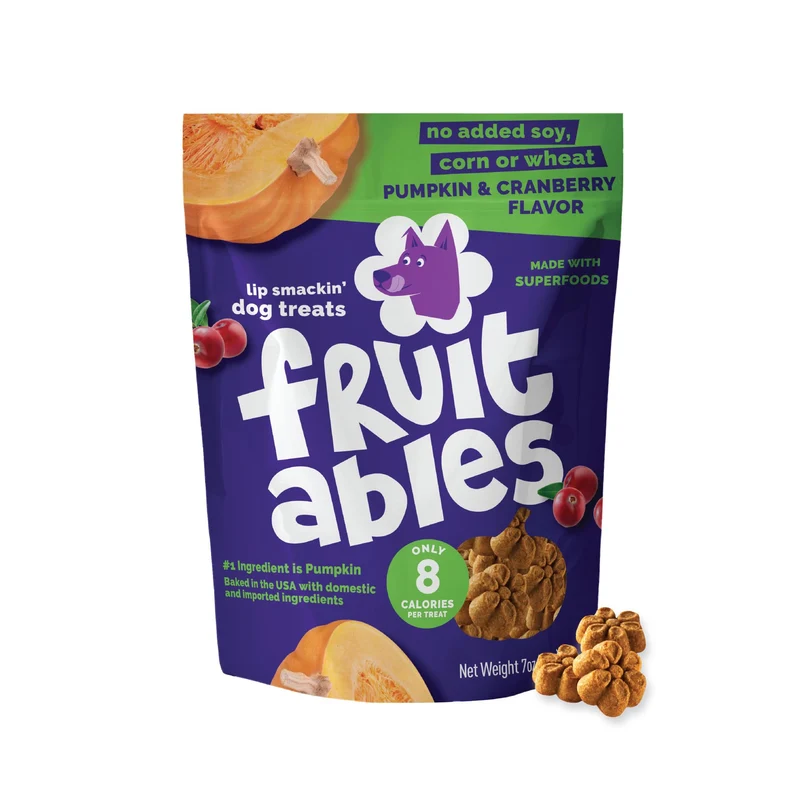 Fruitables Friandises Cuites au Four pour Chiens — Potiron et Canneberge, Faible Calorie, Sans Blé Maïs Soja, Entraînement, Fabriqué aux États-Unis, 7oz