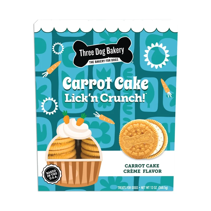Three Dog Bakery Gâteau aux Carottes Lick’n Crunch — Friandise Croquante pour Chien, 13 oz