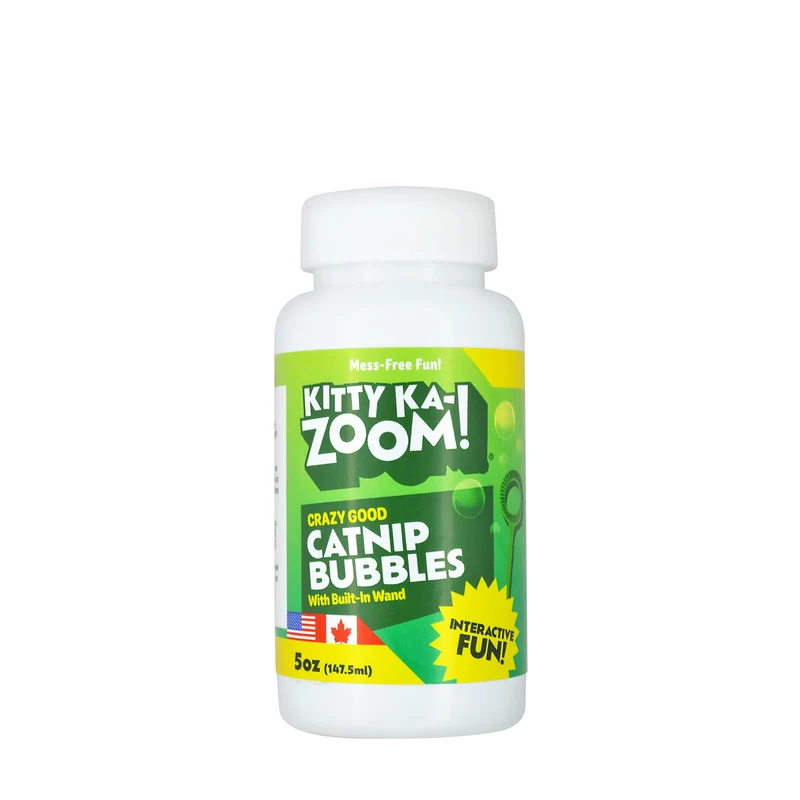 KITTY KA-ZOOM – Bulles d’Herbe à Chat, Bouteille 150 ml avec Baguette Intégrée | Herbe à chat distillée à la vapeur