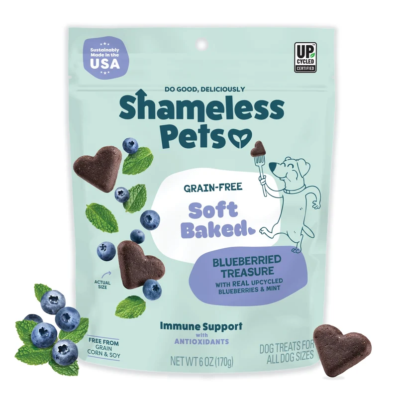 Shameless Pets Trésor Bleu – Biscuits mous sans céréales, menthe | Fabriqué aux États‑Unis | 1 paquet