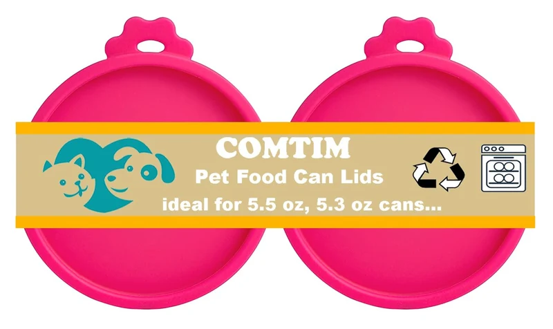 Comtim - Couvercles en silicone pour boîtes de nourriture de chat 5,5 oz (lot de 2) - Rose chaud