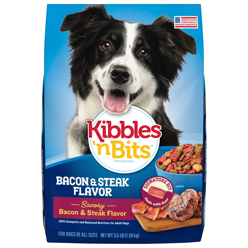 Kibbles 'n Bits – Nourriture sèche pour chien adulte, saveur bacon et steak, 3,5 lb (1,59 kg)