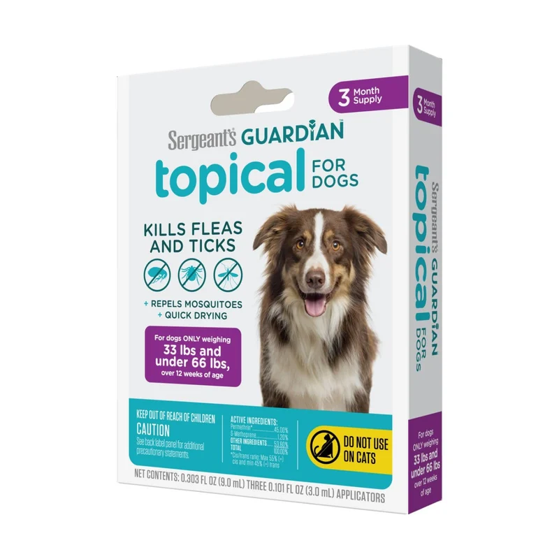 Sergeant's Guardian Topique Puces et Tiques pour Chiens 15–30 kg – Lot de 3