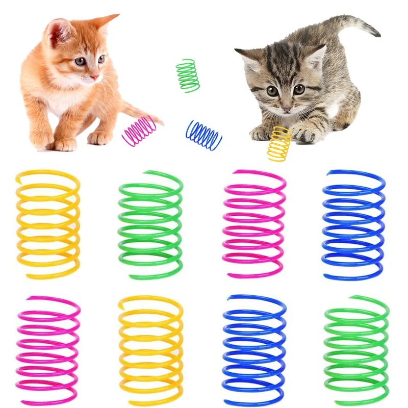 ISMARTEN Jouet Ressort pour Chat (Pack de 30) – Ressorts Plastiques Colorés, Jeu Actif