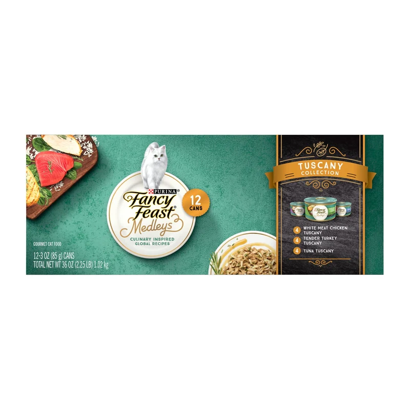 Fancy Feast Medleys Tuscany – Pack Découverte 24 × 3 oz (2×12) pour Chat Adulte