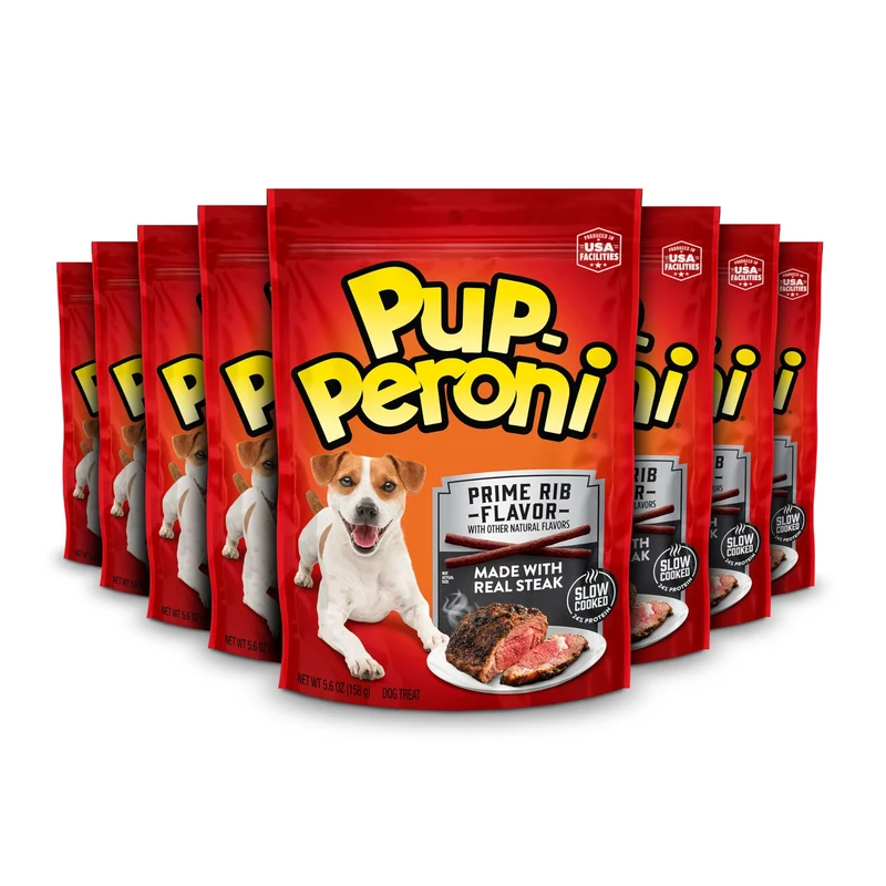 Pup-Peroni Prime Rib – Friandises chien au bœuf réel, 8 sachets de 5,6 oz