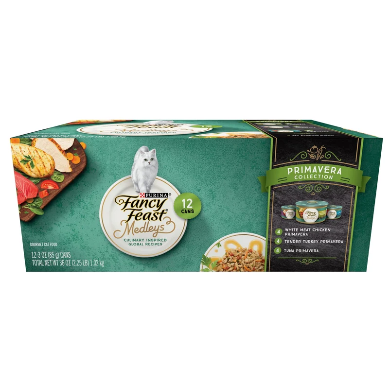 Fancy Feast Medleys Primavera – Deux ensembles de douze boîtes de 85 g