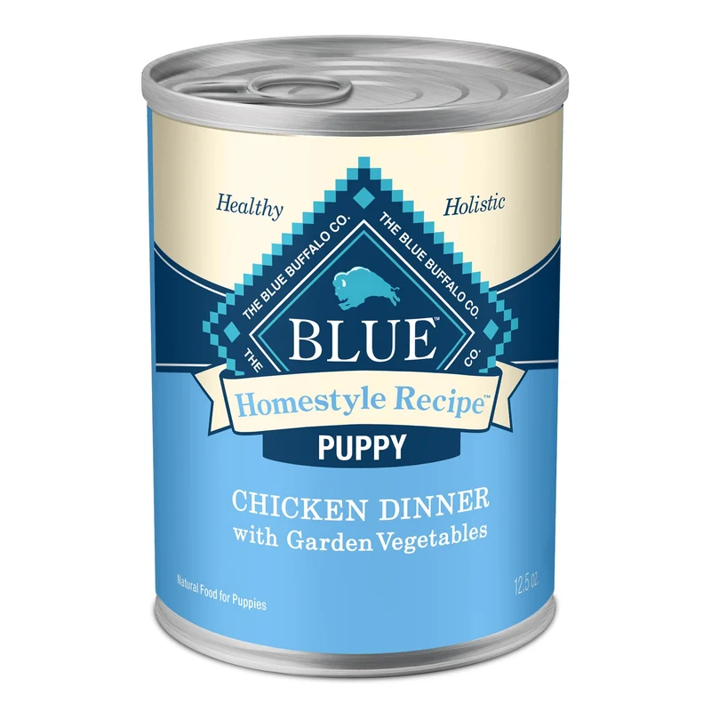 Blue Buffalo Homestyle Recipe Chiot – Pâtée humide au poulet avec légumes du jardin et riz brun, 12 x 370 ml