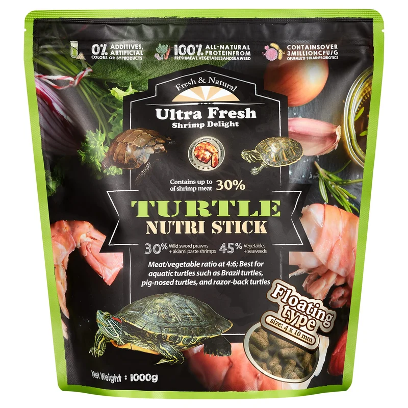 Ultra Fresh - Nutri Stick Tortue, Saveur Crevette-Sabre, Calcium et Vitamine D, Probiotiques, Ingrédients Naturels, 35,27 oz