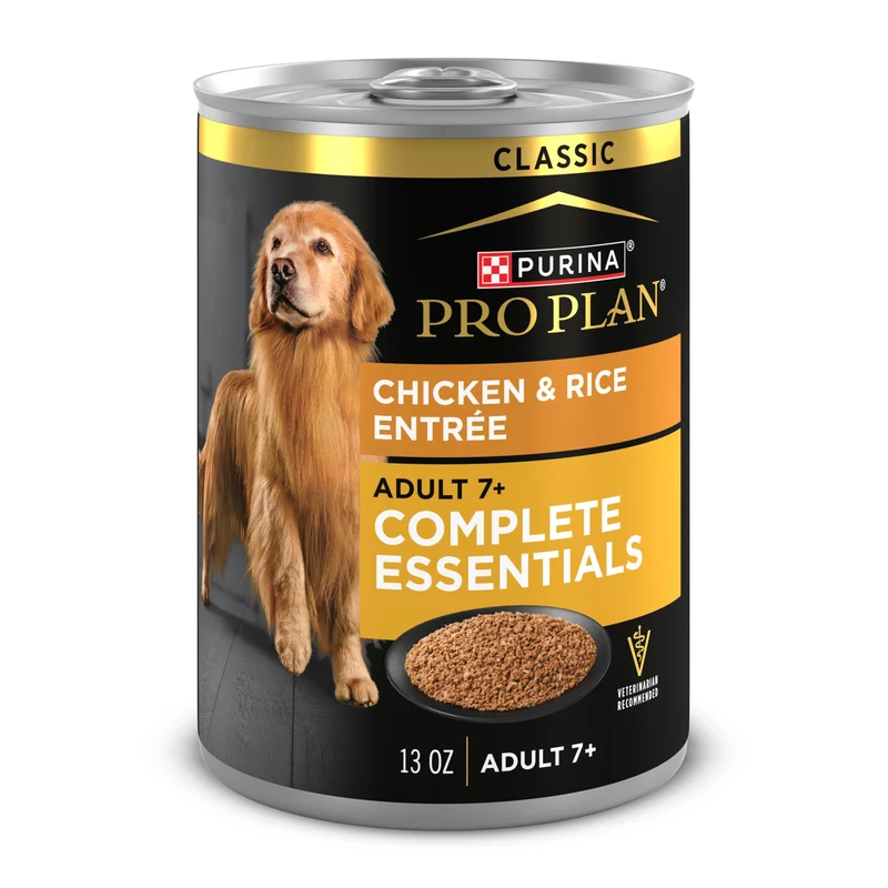 Purina Pro Plan pour chiens âgés 7+ Poulet et Riz – Conserves 12 x 13 oz