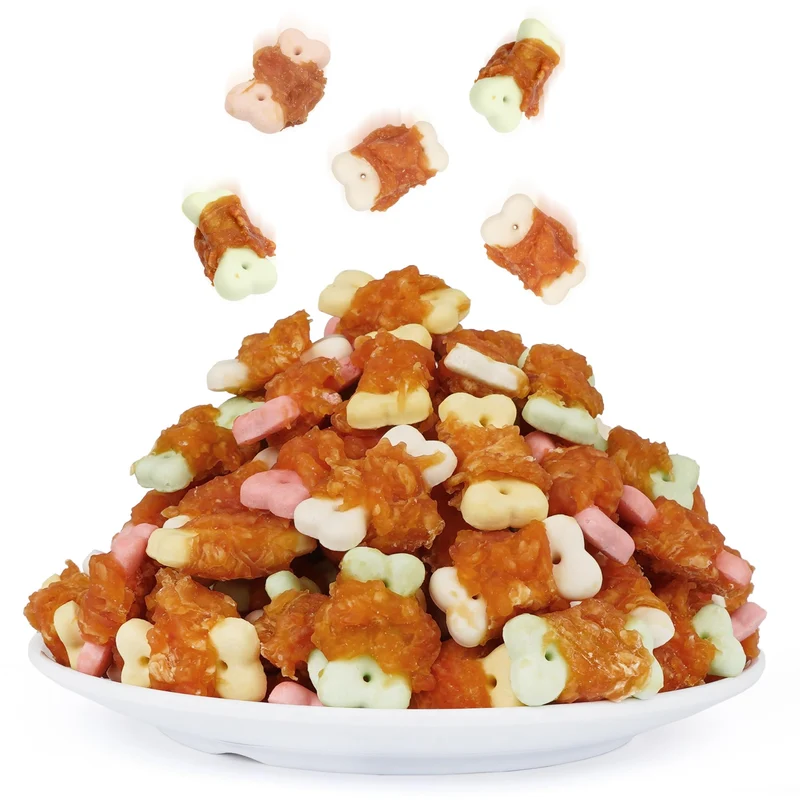 MON2SUN Biscuits mini poulet enveloppés avec vitamines – Friandises pour chiens, 21,16 oz