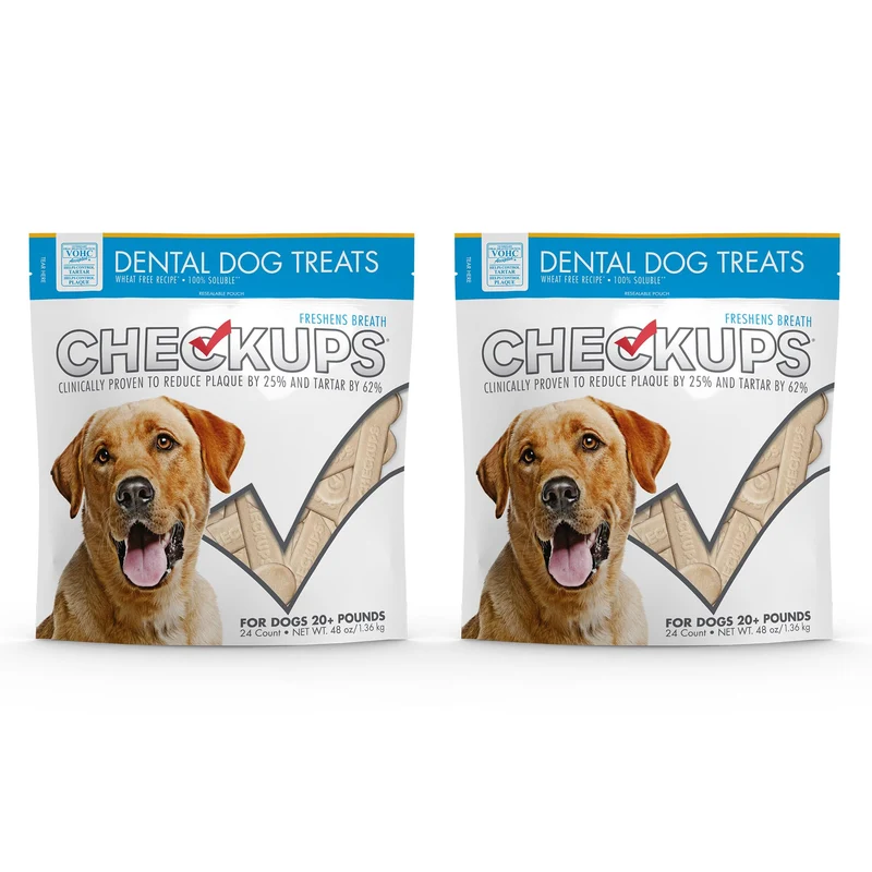 Checkups Friandises Dentaires pour Chien – Soin buccal, Haleine Fraîche et Contrôle de la Plaque – 24 Friandises, 48 oz (2 paquets)