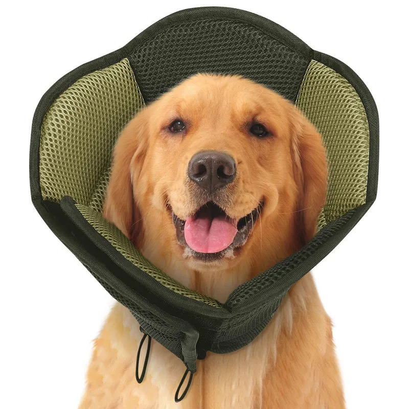 SUNFURA Cône pour Chien de Taille XL – Doux, Réglable, Post-Chirurgie – Vert Armée