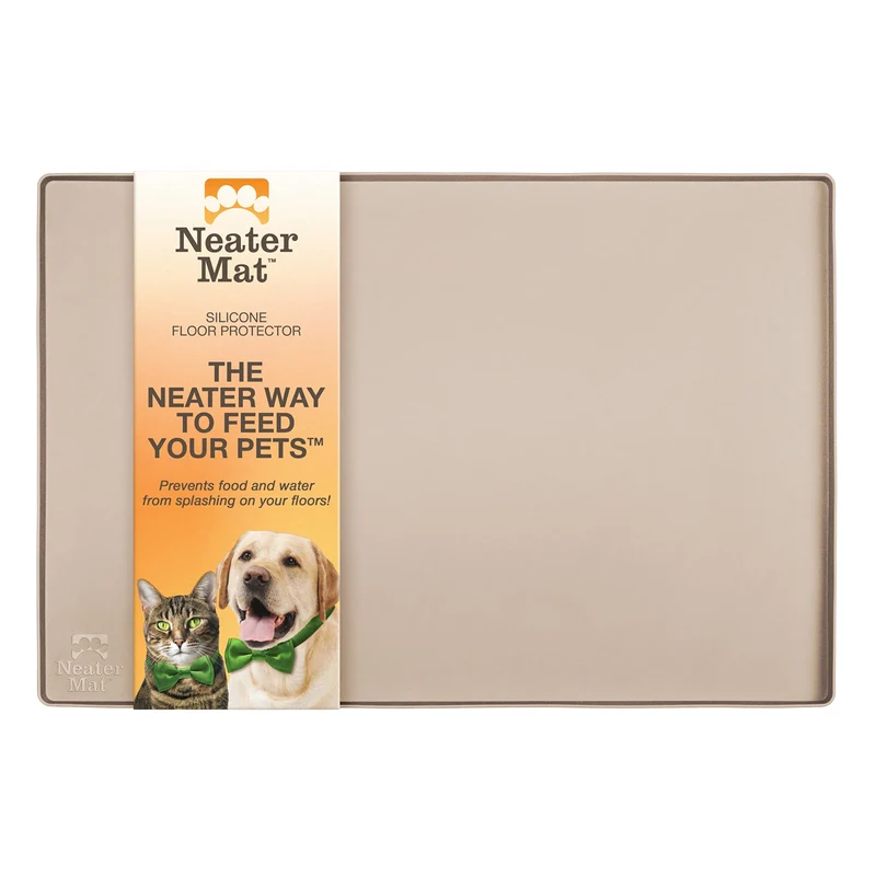 Neater Pet Brands - Tapis Neater pour animaux, silicone étanche et rebord surélevé, 60 x 40 cm, cappuccino