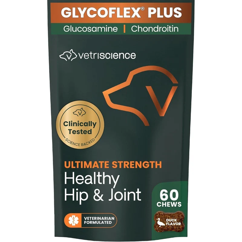 VETRISCIENCE Force Hanche et Articulation – Supplément pour Chiens GlycoFlex Plus, 60 Gommes