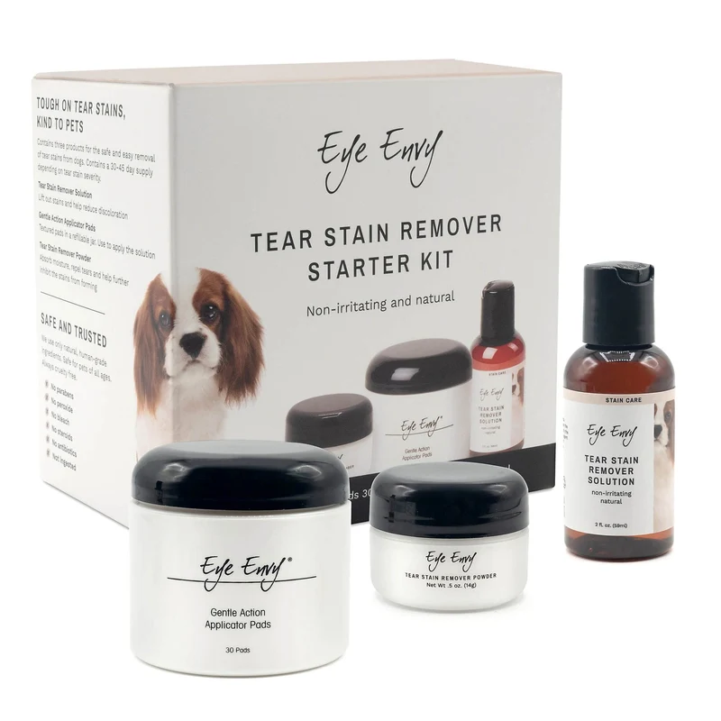 Eye Envy Kit Début Taches de Larmes Chien – Solution et Poudre 100% Naturelles, Fabriqué aux États‑Unis