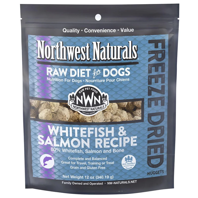 Northwest Naturals - Nourriture canine lyophilisée au poisson blanc et saumon – Bouchées petites, sans céréales, haute protéine, ingrédients de qualité humaine, fabriqué aux États‑Unis