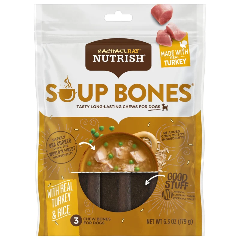 Nutrish Rachael Ray Os de soupe pour chien – Dinde et Riz, 24 friandises