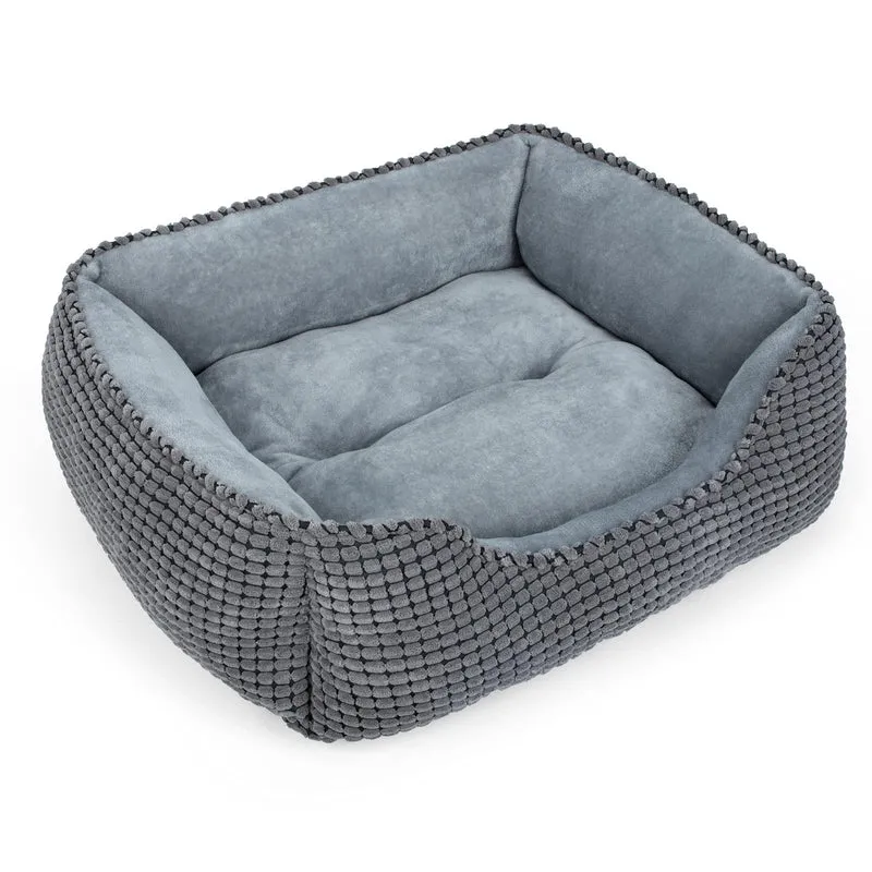 MIXJOY Lit pour Chien Moyen – Couchage Rectangulaire Lavable 25'' x 21'' Gris
