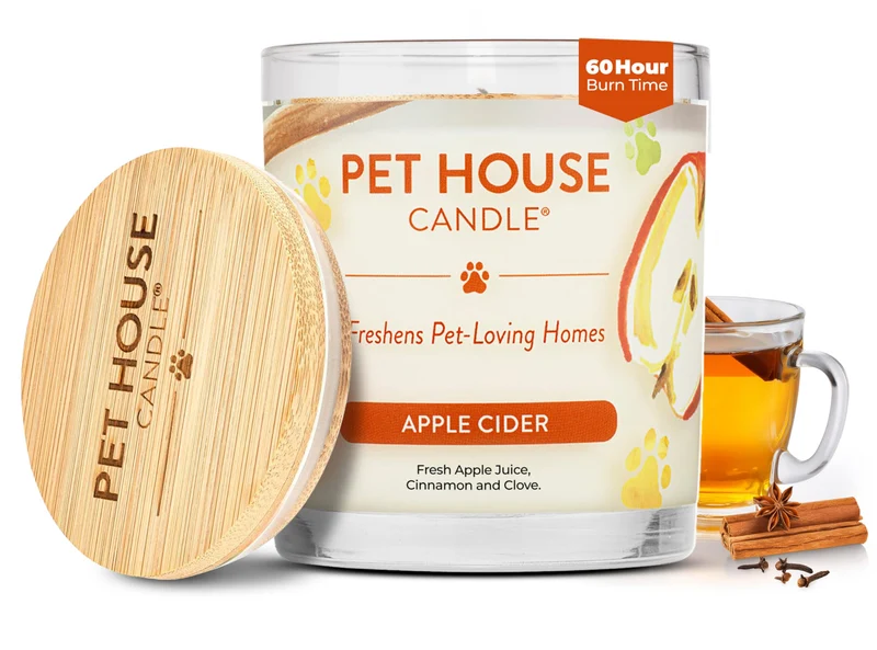 One Fur All Bougie Maison Animaux Automne – Pomme Cidre, Cire Soja, 60h
