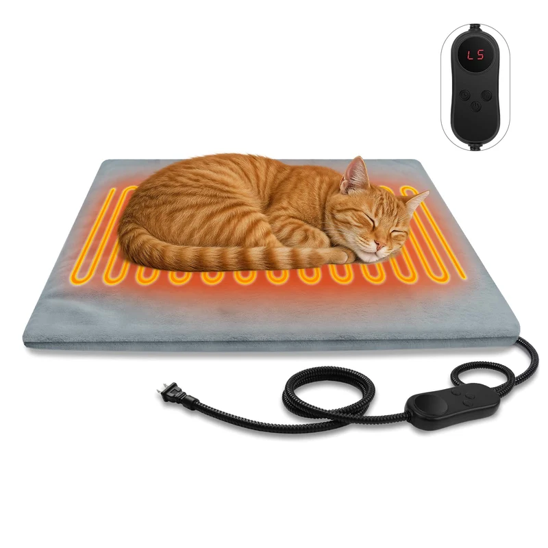 AFDUV Tapis Chauffant pour Animaux – Intérieur et Extérieur, 17,7 x 17,7 po, Imperméable et Lavable