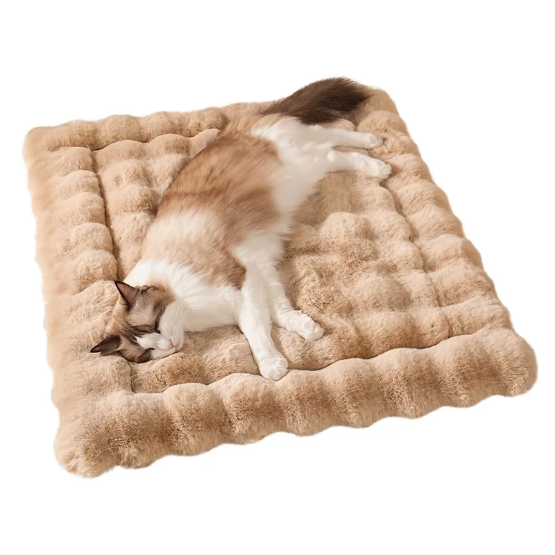 Tapis de couchage SOMAHE pour chat – Peluche douce, lavable en machine, antidérapant, 23×15 po, couleur Café