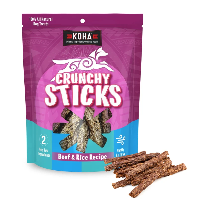 KOHA Bâtonnets Croustillants Boeuf et Riz — Friandises 2 Ingrédients pour Chiens Sensibles